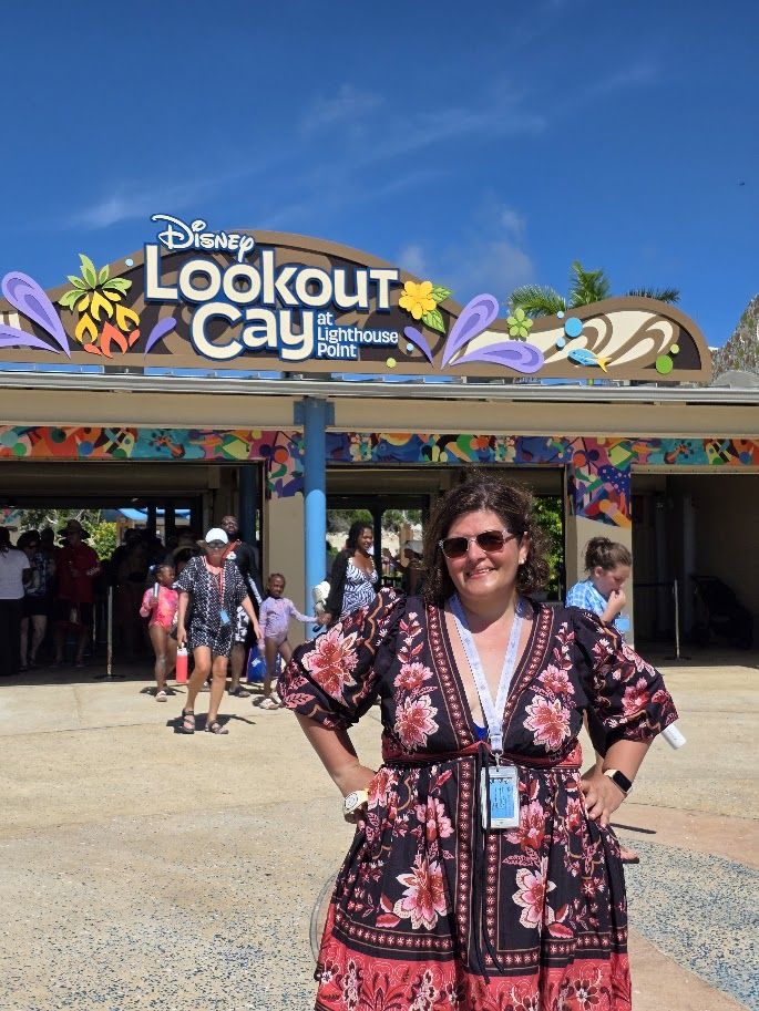 Gabby en Lookout Cay, la isla de Disney Cruise Line